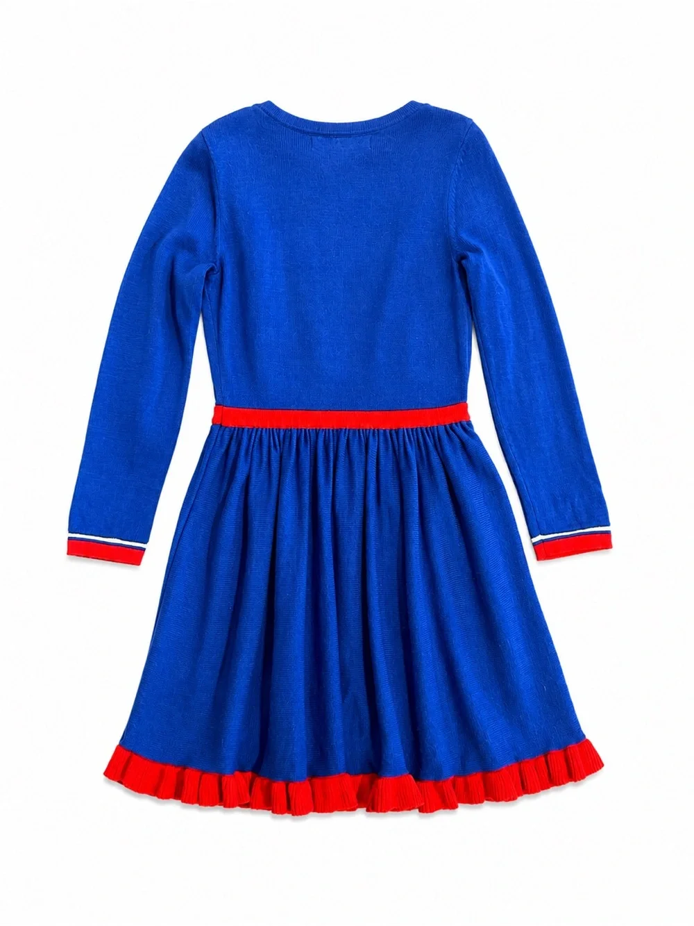 Mini Boden Girls 7-8y Nutcracker Knit Dress Blue Red Gold Holiday